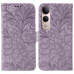 For vivo V50 Lite 5G Lace Flower Embossing Flip Leather Phone Case(Purple)