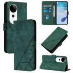 For vivo S19 Pro Crossbody 3D Embossed Flip Leather Phone Case(Green)