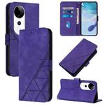 For vivo S19 Pro Crossbody 3D Embossed Flip Leather Phone Case(Purple)