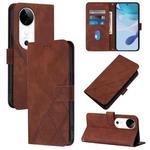 For vivo S19 Crossbody 3D Embossed Flip Leather Phone Case(Brown)