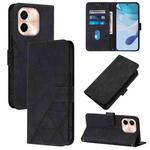 For vivo Y28 4G Crossbody 3D Embossed Flip Leather Phone Case(Black)