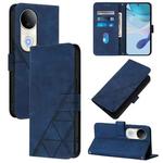 For vivo S20 Crossbody 3D Embossed Flip Leather Phone Case(Blue)
