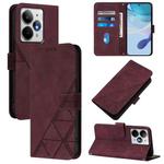 For Realme Neo7 Turbo 5G Crossbody 3D Embossed Flip Leather Phone Case(Wine Red)