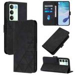 For Realme V70 5G / C75 5G Crossbody 3D Embossed Flip Leather Phone Case(Black)