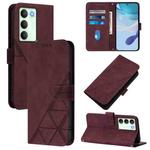 For Realme V70 5G / C75 5G Crossbody 3D Embossed Flip Leather Phone Case(Wine Red)