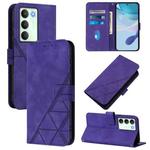 For Realme V70 5G / C75 5G Crossbody 3D Embossed Flip Leather Phone Case(Purple)