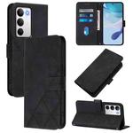 For Realme C71 4G Global Crossbody 3D Embossed Flip Leather Phone Case(Black)