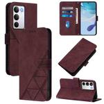 For Realme C71 4G Global Crossbody 3D Embossed Flip Leather Phone Case(Wine Red)