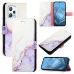 For Blackview A53 PT003 Marble Pattern Flip Leather Phone Case(White Purple)