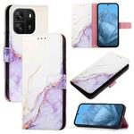 For Blackview Wave 6C PT003 Marble Pattern Flip Leather Phone Case(White Purple)