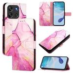 For Blackview Oscal Flat 1C PT003 Marble Pattern Flip Leather Phone Case(Pink Purple Gold)