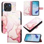 For Blackview Oscal Flat 1C PT003 Marble Pattern Flip Leather Phone Case(Rose Gold)