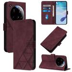 For Xiaomi 15 Ultra Crossbody 3D Embossed Flip Leather Phone Case(Wine Red)