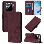 For Xiaomi 15S Pro Crossbody 3D Embossed Flip Leather Phone Case(Wine Red)