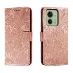 For Motorola Edge 40 Lace Flower Embossing Flip Leather Phone Case(Rose Gold)