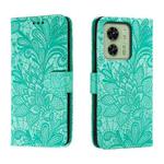 For Motorola Edge 40 Lace Flower Embossing Flip Leather Phone Case(Green)