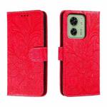 For Motorola Edge 40 Lace Flower Embossing Flip Leather Phone Case(Red)