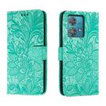 For Motorola  Edge 40 Neo Lace Flower Embossing Flip Leather Phone Case(Green)