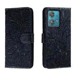 For Motorola  Edge 40 Neo Lace Flower Embossing Flip Leather Phone Case(Dark Blue)