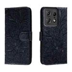 For Motorola Edge 50 Pro Lace Flower Embossing Flip Leather Phone Case(Dark Blue)