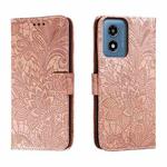 For Motorola Moto G Play 2024 Lace Flower Embossing Flip Leather Phone Case(Rose Gold)