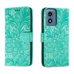 For Motorola Moto G Play 2024 Lace Flower Embossing Flip Leather Phone Case(Green)