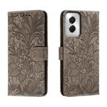 For Motorola Moto G Power 5G 2024 Lace Flower Embossing Flip Leather Phone Case(Grey)