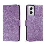 For Motorola Moto G Power 5G 2024 Lace Flower Embossing Flip Leather Phone Case(Purple)