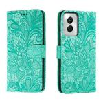 For Motorola Moto G Power 5G 2024 Lace Flower Embossing Flip Leather Phone Case(Green)