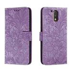 For Motorola Moto G4 Lace Flower Embossing Flip Leather Phone Case(Purple)