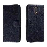 For Motorola Moto G4 Lace Flower Embossing Flip Leather Phone Case(Dark Blue)