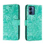 For Motorola Moto G14 Lace Flower Embossing Flip Leather Phone Case(Green)