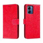 For Motorola Moto G14 Lace Flower Embossing Flip Leather Phone Case(Red)