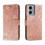 For Motorola Moto G24 Power Lace Flower Embossing Flip Leather Phone Case(Rose Gold)