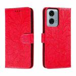 For Motorola Moto G24 Power Lace Flower Embossing Flip Leather Phone Case(Red)