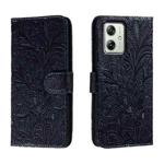 For Motorola Moto G54 Lace Flower Embossing Flip Leather Phone Case(Dark Blue)