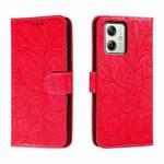 For Motorola Moto G54 Lace Flower Embossing Flip Leather Phone Case(Red)