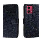 For Motorola Moto G84 Lace Flower Embossing Flip Leather Phone Case(Dark Blue)