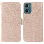 For Motorola Moto G05 / E15 Lace Flower Embossing Flip Leather Phone Case(Rose Gold)