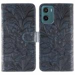 For Motorola Moto G05 / E15 Lace Flower Embossing Flip Leather Phone Case(Dark Blue)