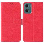 For Motorola Moto G05 / E15 Lace Flower Embossing Flip Leather Phone Case(Red)