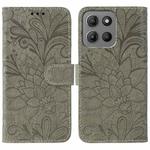 For Motorola Moto G15 Lace Flower Embossing Flip Leather Phone Case(Grey)