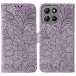 For Motorola Moto G15 Lace Flower Embossing Flip Leather Phone Case(Purple)