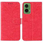 For Motorola Moto G35 Lace Flower Embossing Flip Leather Phone Case(Red)