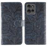 For Motorola Edge 50 Lace Flower Embossing Flip Leather Phone Case(Dark Blue)