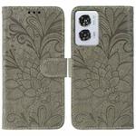 For Motorola Edge 50 Fusion Lace Flower Embossing Flip Leather Phone Case(Grey)