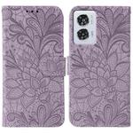 For Motorola Edge 50 Fusion Lace Flower Embossing Flip Leather Phone Case(Purple)
