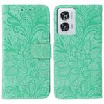 For Motorola Edge 50 Fusion Lace Flower Embossing Flip Leather Phone Case(Green)