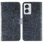 For Motorola Edge 50 Fusion Lace Flower Embossing Flip Leather Phone Case(Dark Blue)