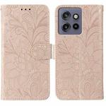 For Motorola Edge 50 Neo Lace Flower Embossing Flip Leather Phone Case(Rose Gold)